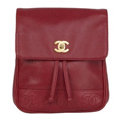 Chanel red Caviar leather VINTAGE Backpack Bag