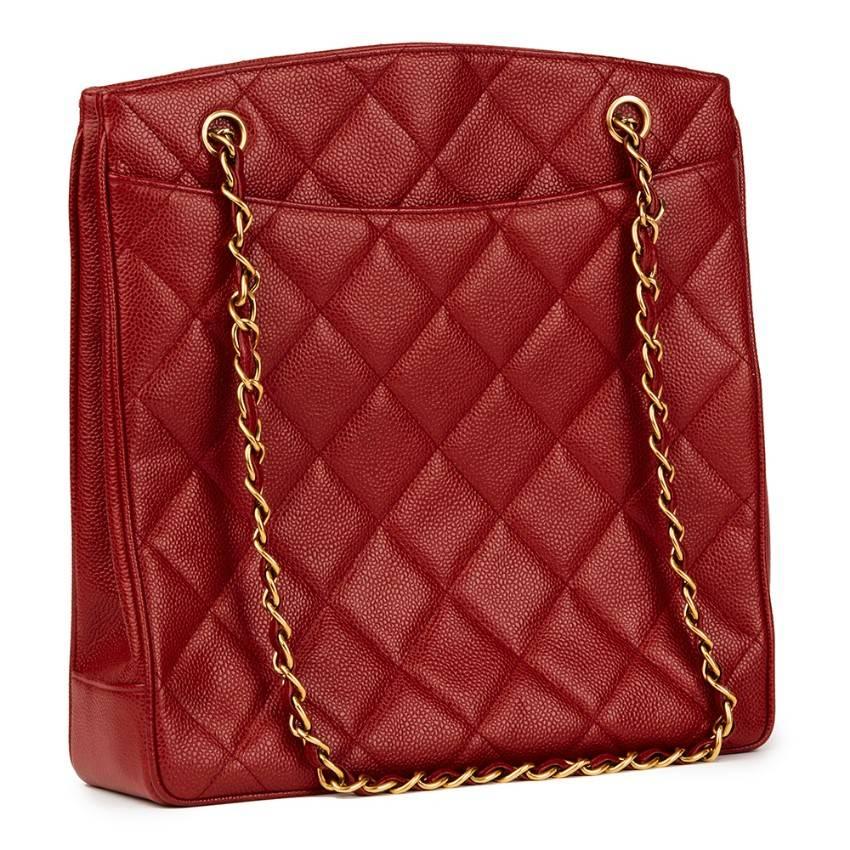 Women's Chanel Red Caviar Leather Vintage Shoulder Bag