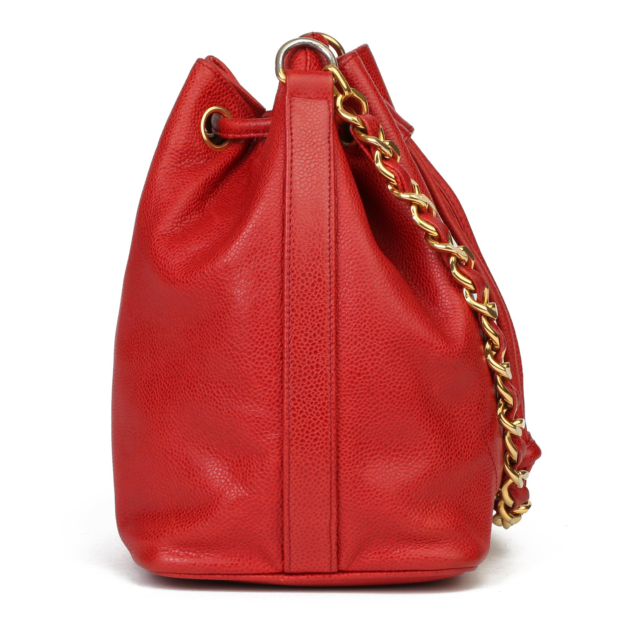 chanel red bucket bag