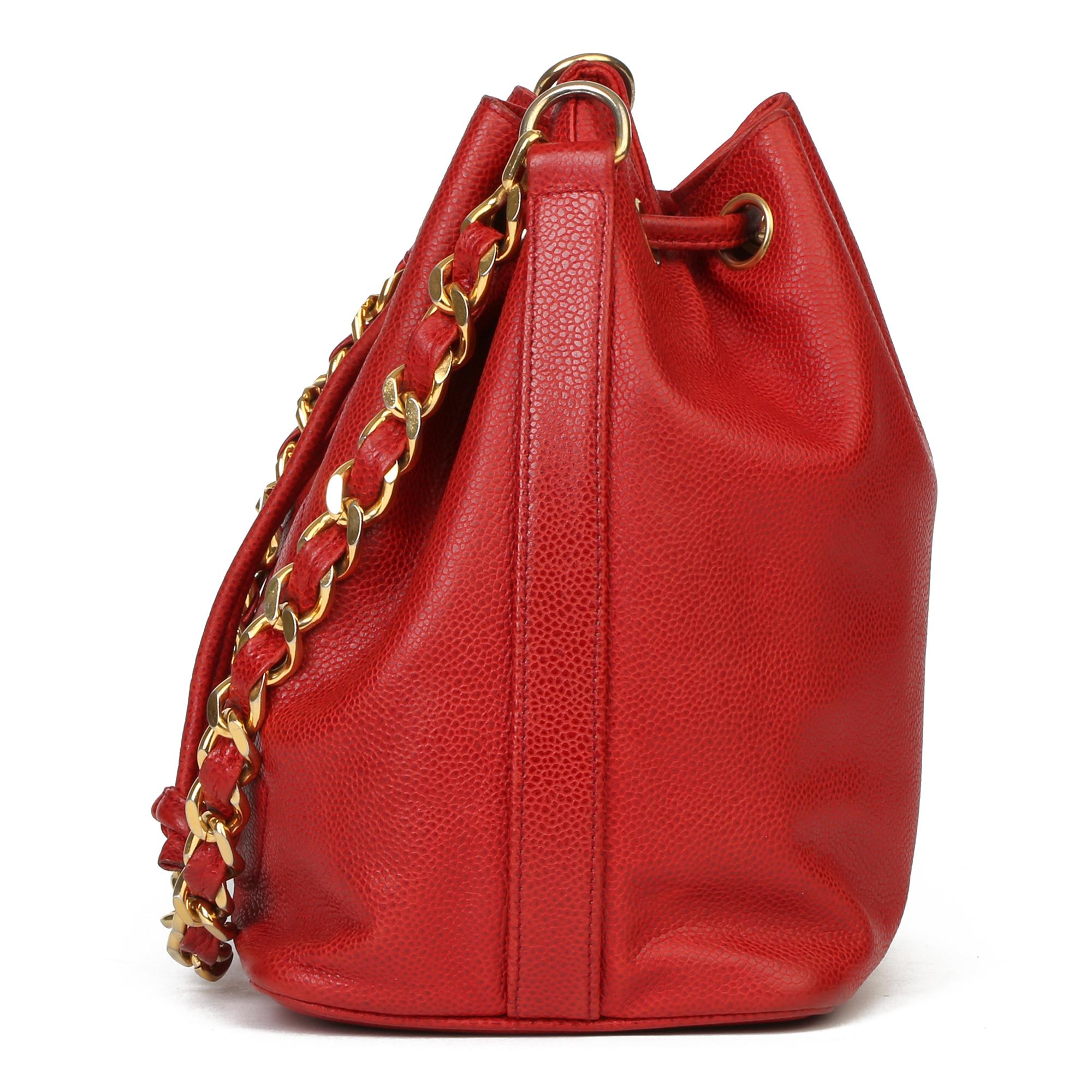 chanel red bucket bag