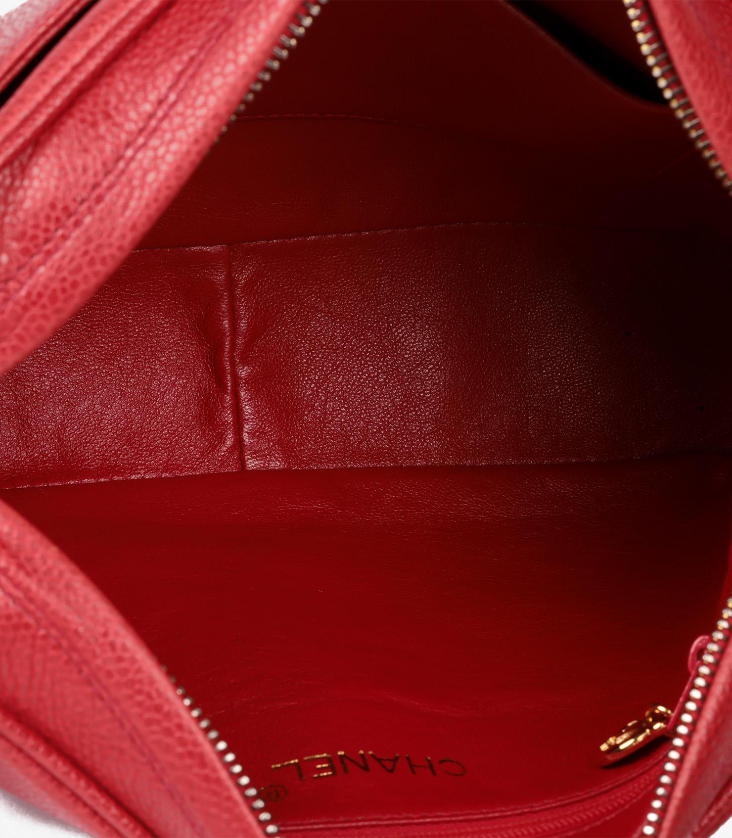 Chanel Red Caviar Leather Vintage Timeless Camera Bag en vente 6