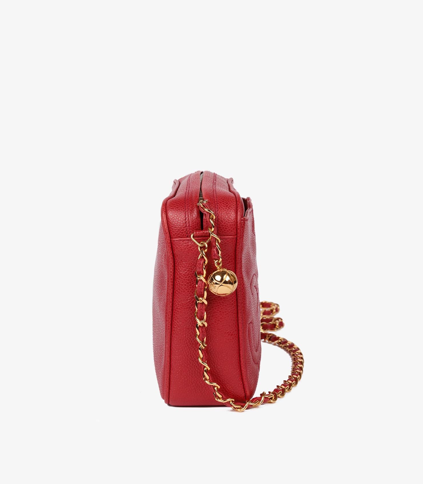 Women's Chanel Red Caviar Leather Vintage Timeless Camera Bag For Sale