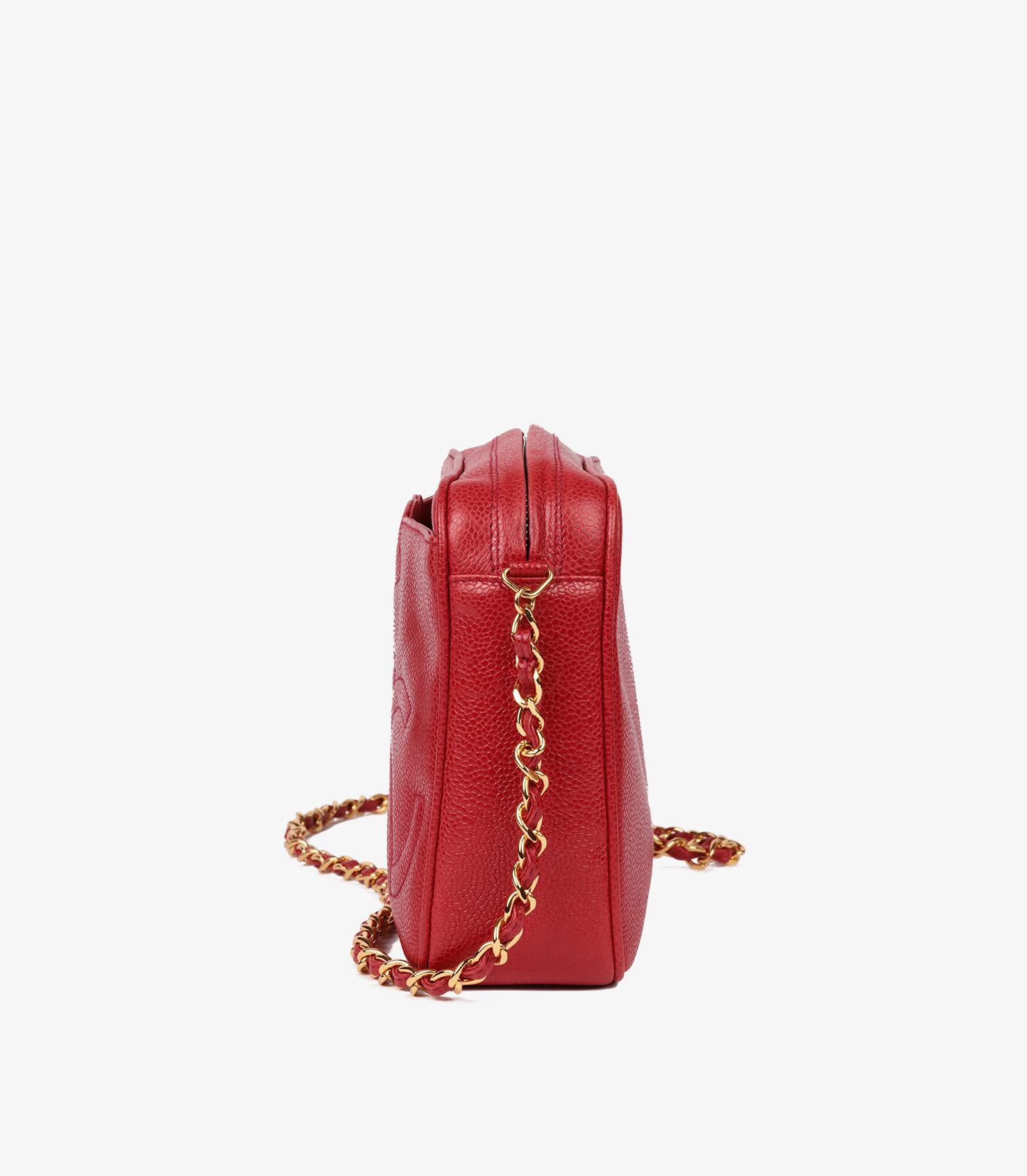 Chanel Red Caviar Leather Vintage Timeless Camera Bag Pour femmes en vente