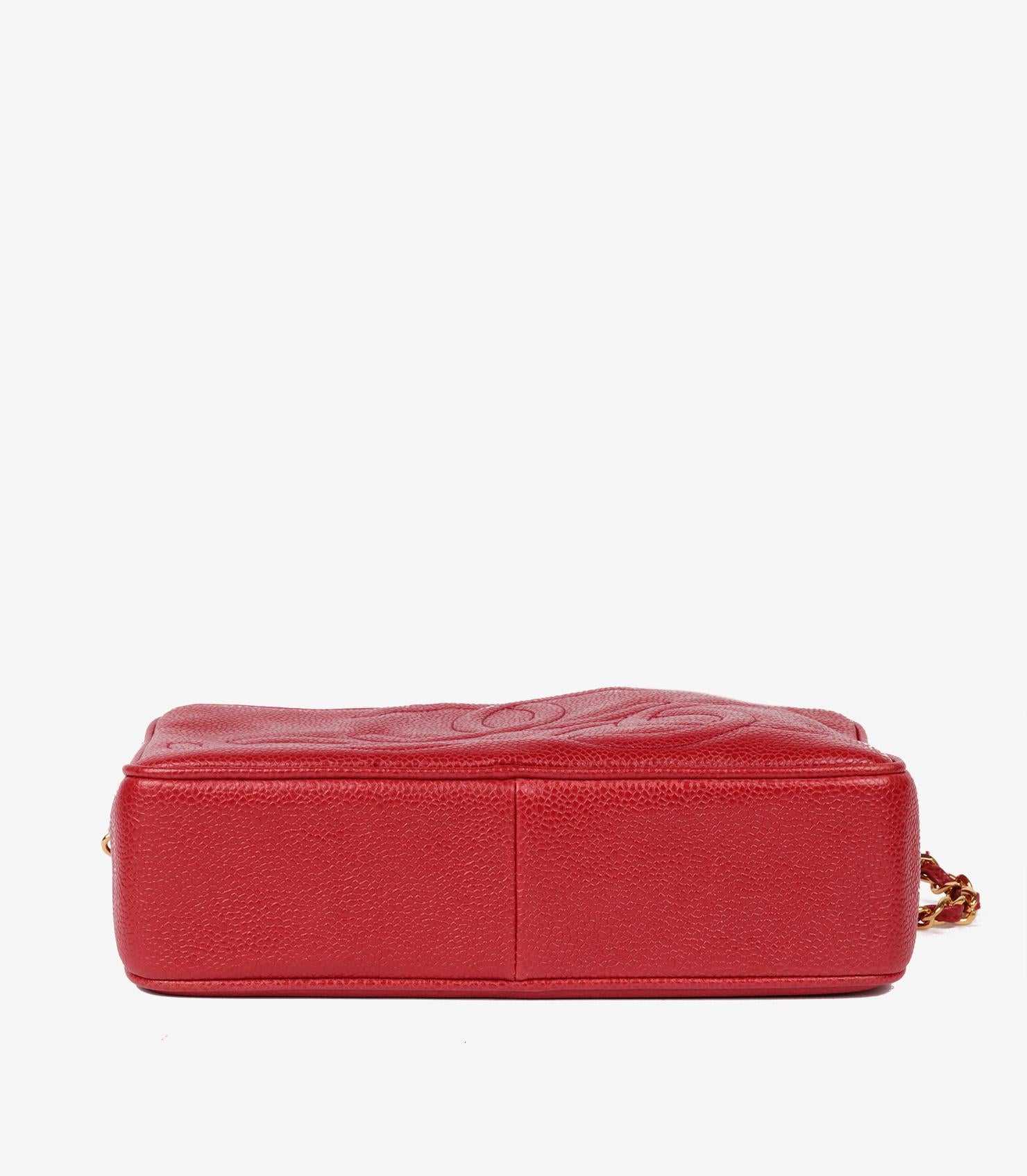 Chanel Red Caviar Leather Vintage Timeless Camera Bag For Sale 3