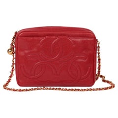 Chanel Red Caviar Leather Retro Timeless Camera Bag