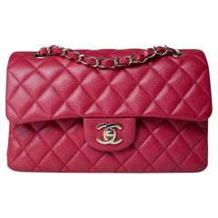 Chanel Red Caviar Quilted Classic Flap Small Size Light Gold Hardware Handbag