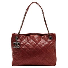 Chanel Red Caviar Quilted Leather City Shopper Tote