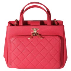 Chanel Red Caviar Quilted Small Business Affinity Shopping Bag