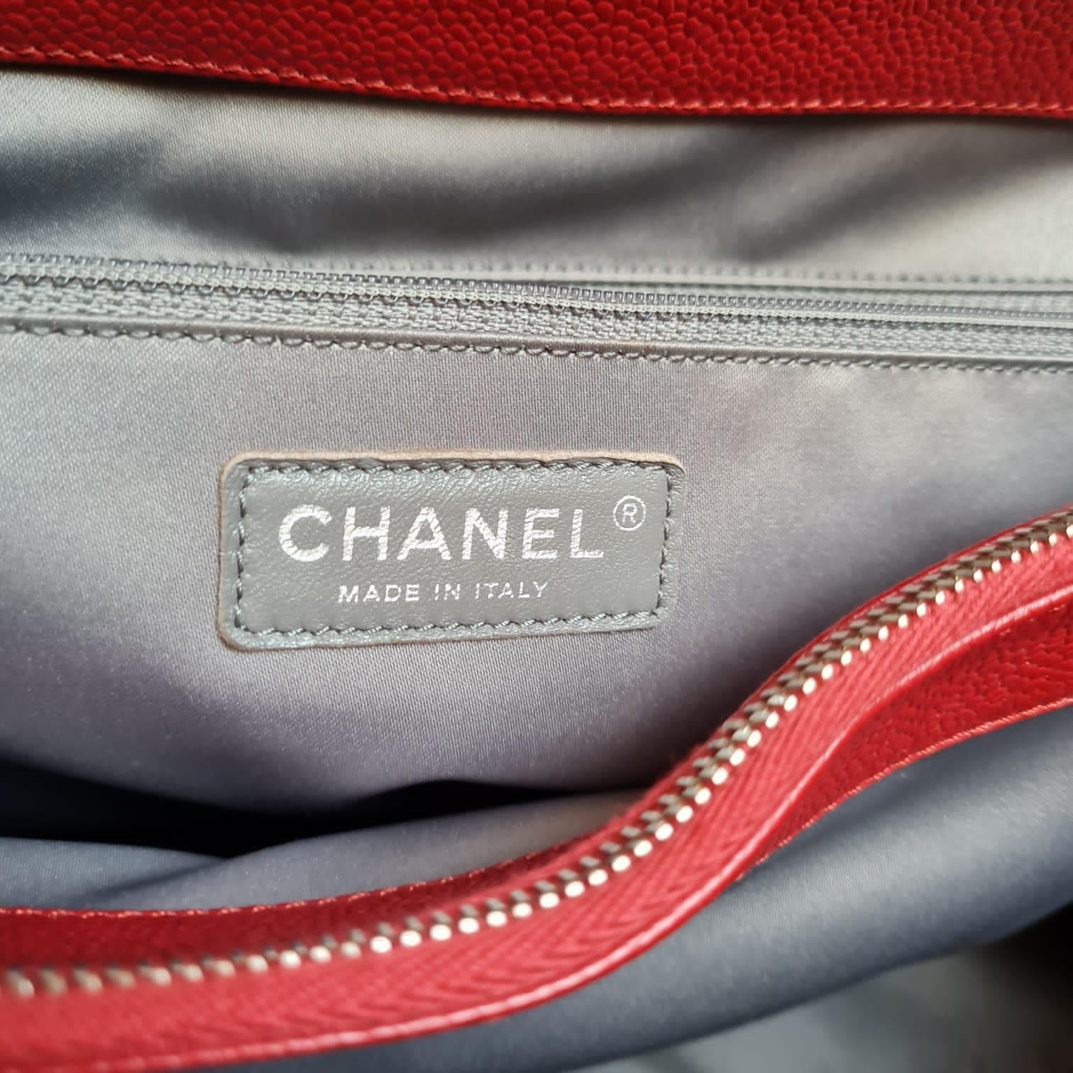 Chanel Red Caviar Quilted XL GST Bag 9