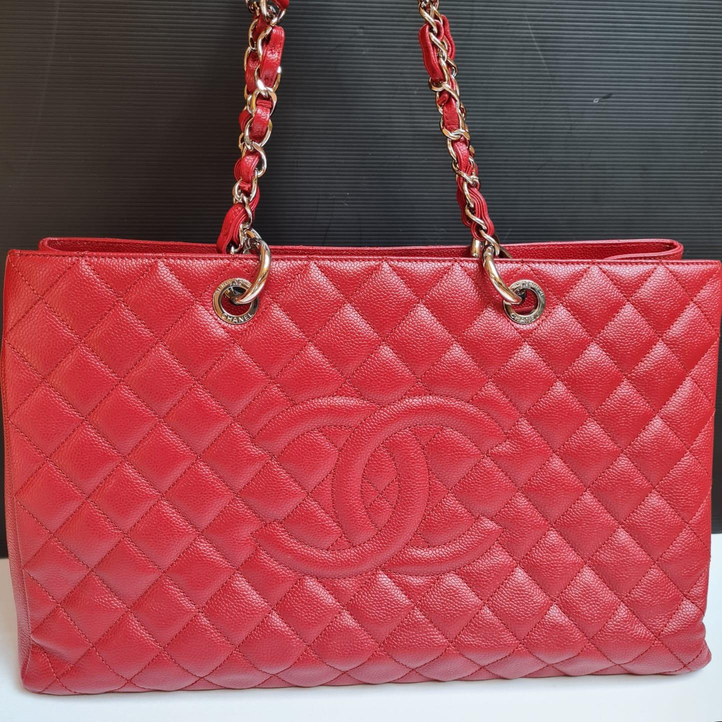 Chanel Red Caviar Quilted XL GST Bag 14