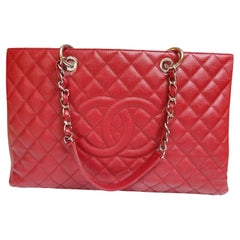Chanel Red Caviar Quilted XL GST Bag
