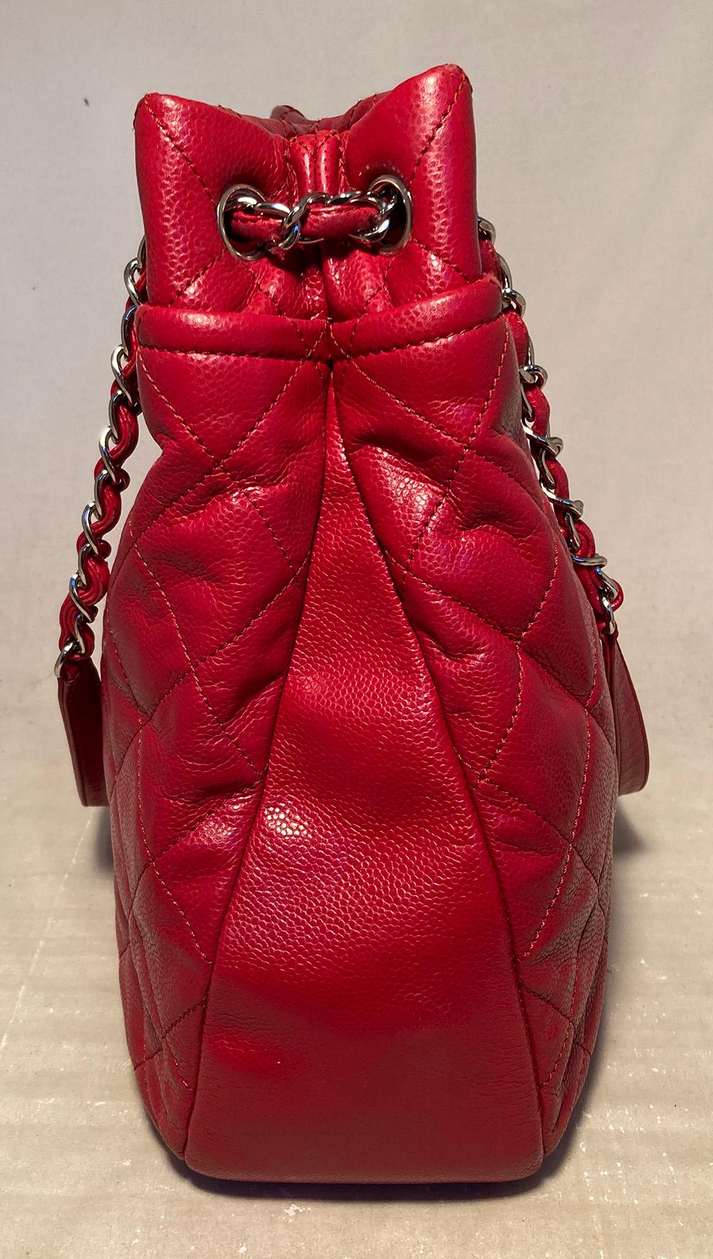 Chanel Red Caviar Soft Shopper. excellent condition. a few small stains on lining otherwise excellent. 15x13x6.5