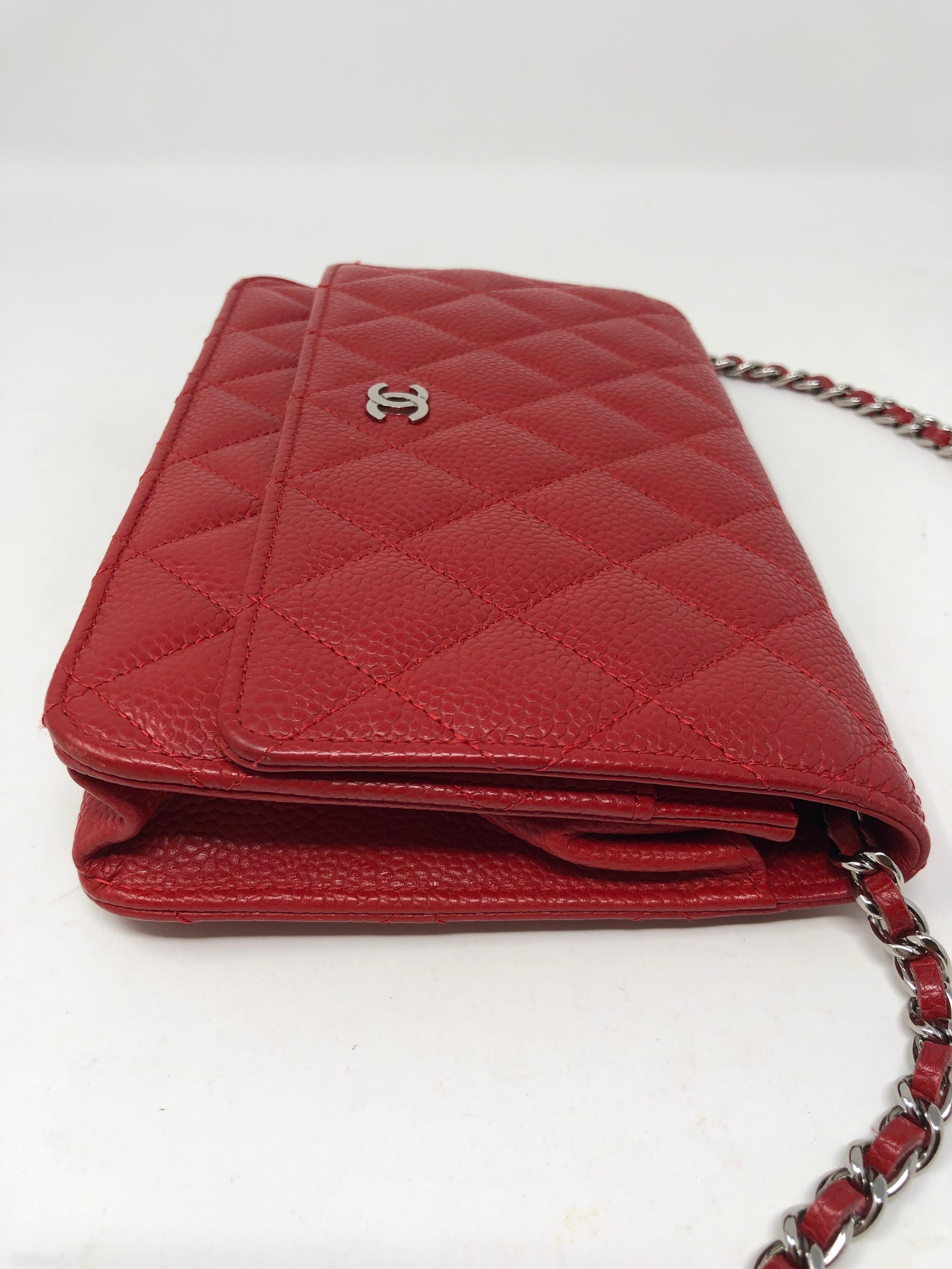 Chanel Red Caviar Wallet On A Chain Bag 2