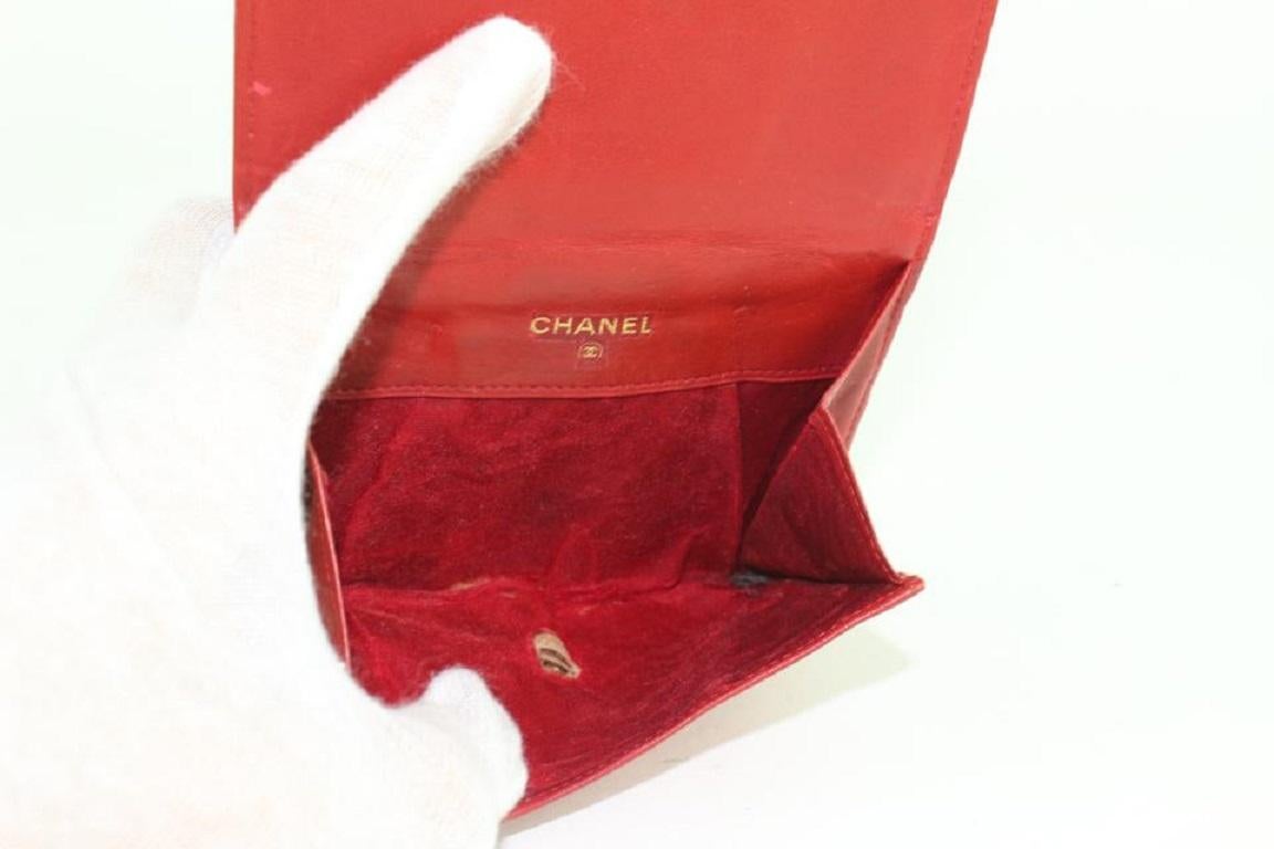 Women's Chanel Red Cc Lambskin Coin Purse Compact 13cz1025 Wallet