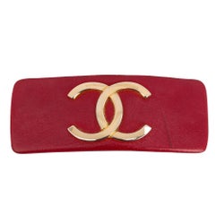 Vintage Chanel Red CC Logo Hair Barette