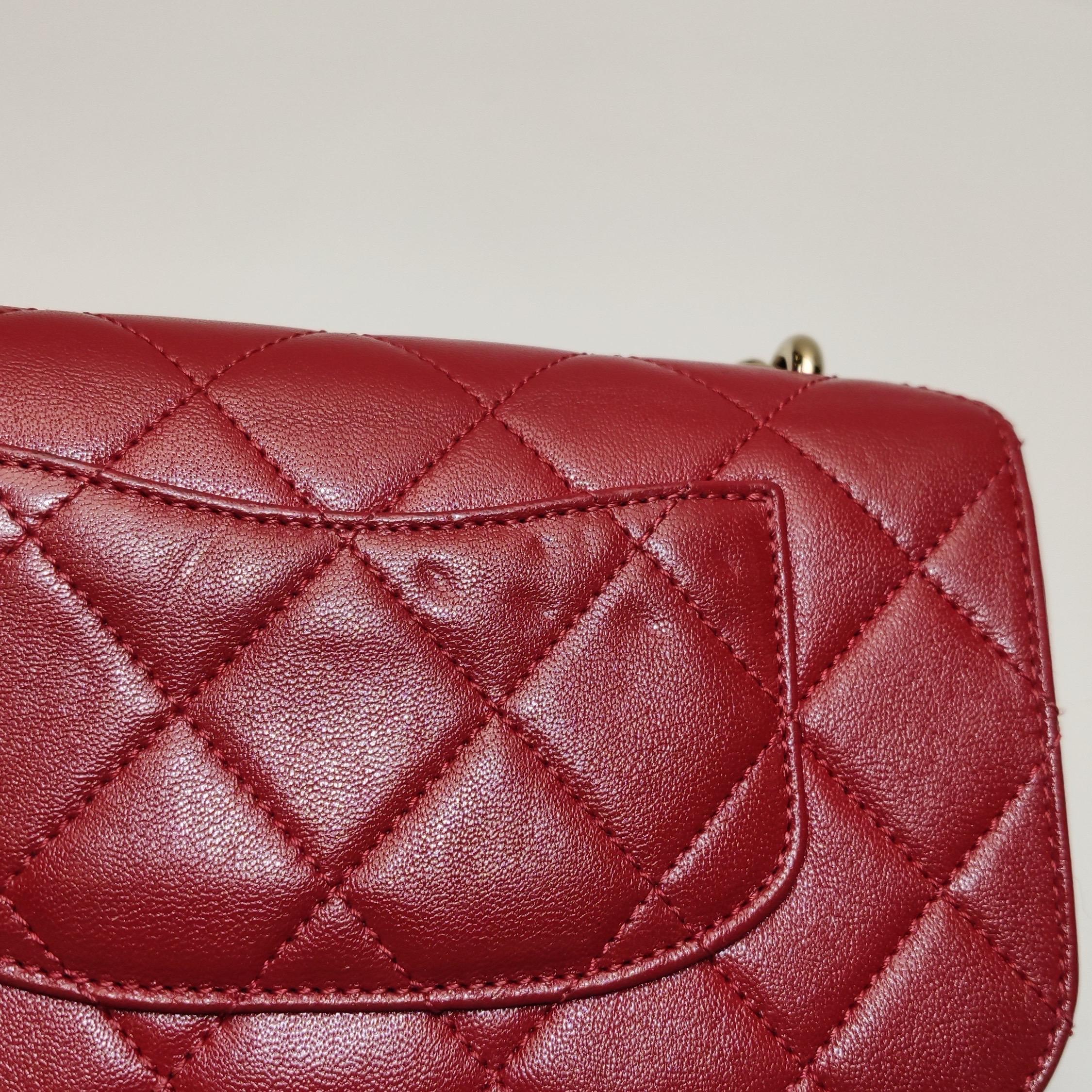 Chanel Red CC Mini Matelasse Tweed Leather Flap Chain Bag Gold Hardware For Sale 13
