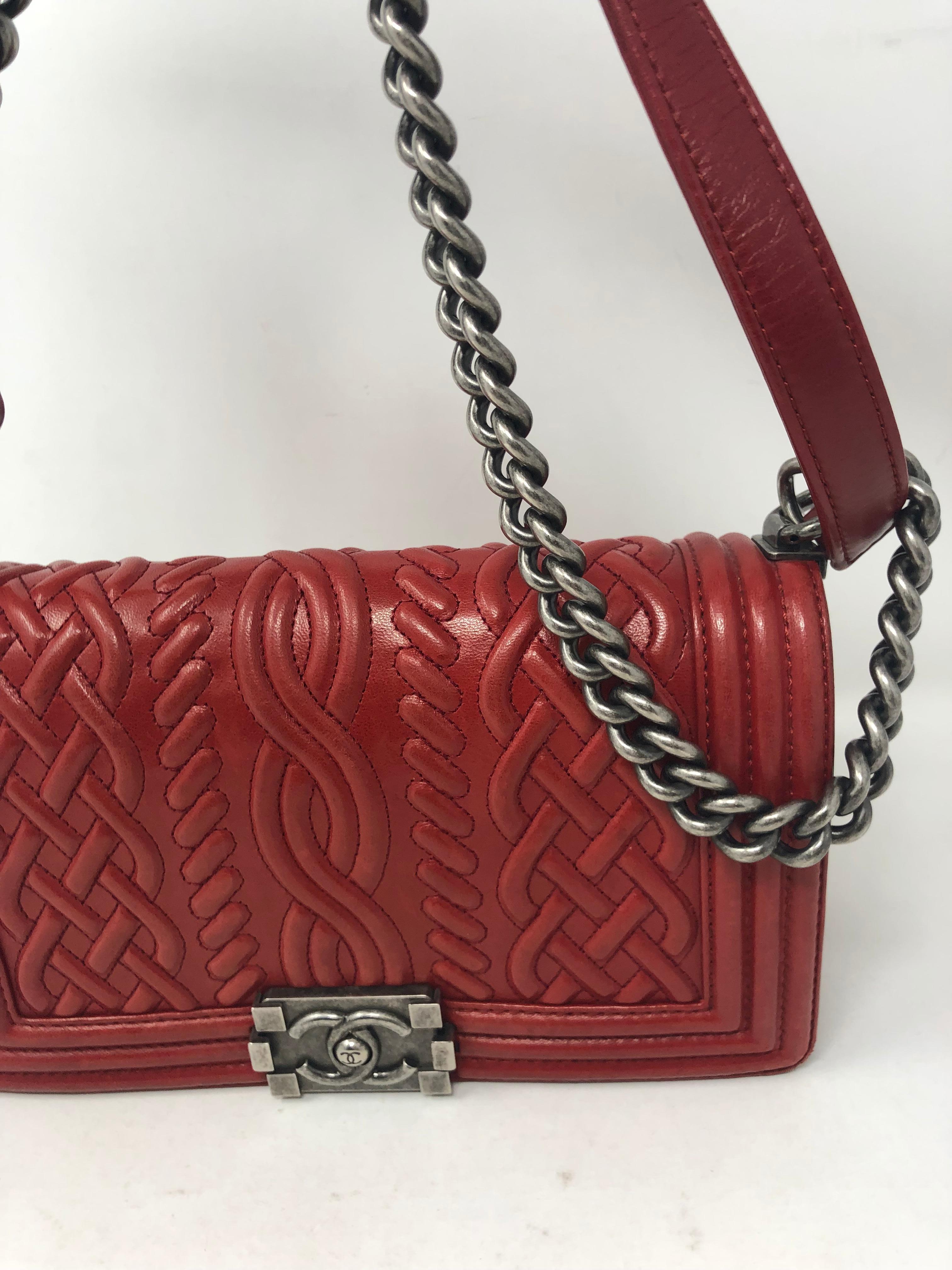 Chanel Red Celtic Boy Bag In Good Condition In Athens, GA