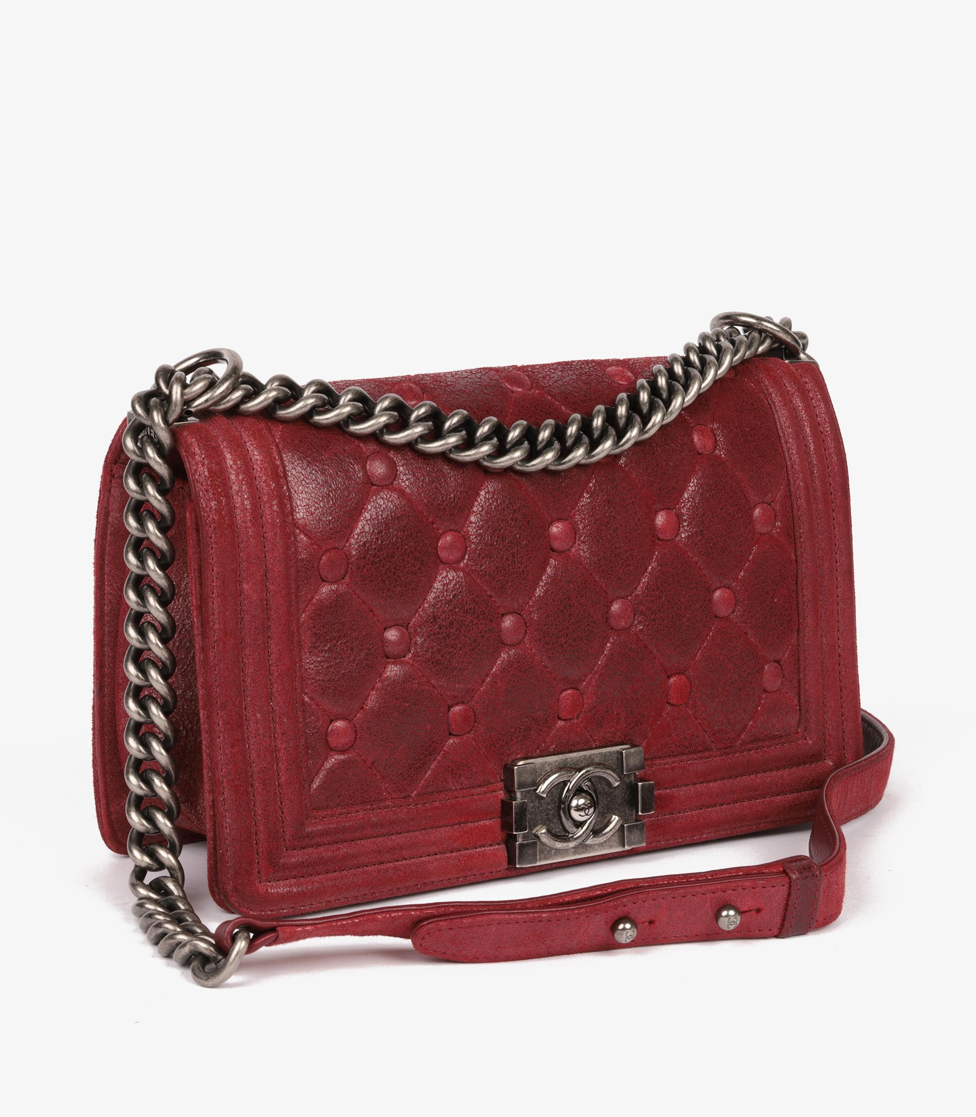 Chanel Red Chesterfield Distressed Goatskin Leather Celtic Medium LeBoy Bag (Braun) im Angebot