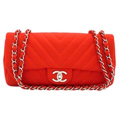Chanel Red Chevron Jersey Mini Flap Bag	