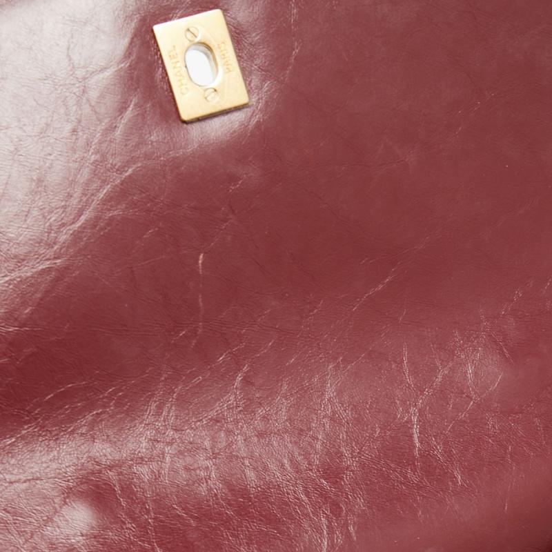 Chanel Red Chevron Leather Classic Top Handle Bag In Good Condition In Dubai, Al Qouz 2
