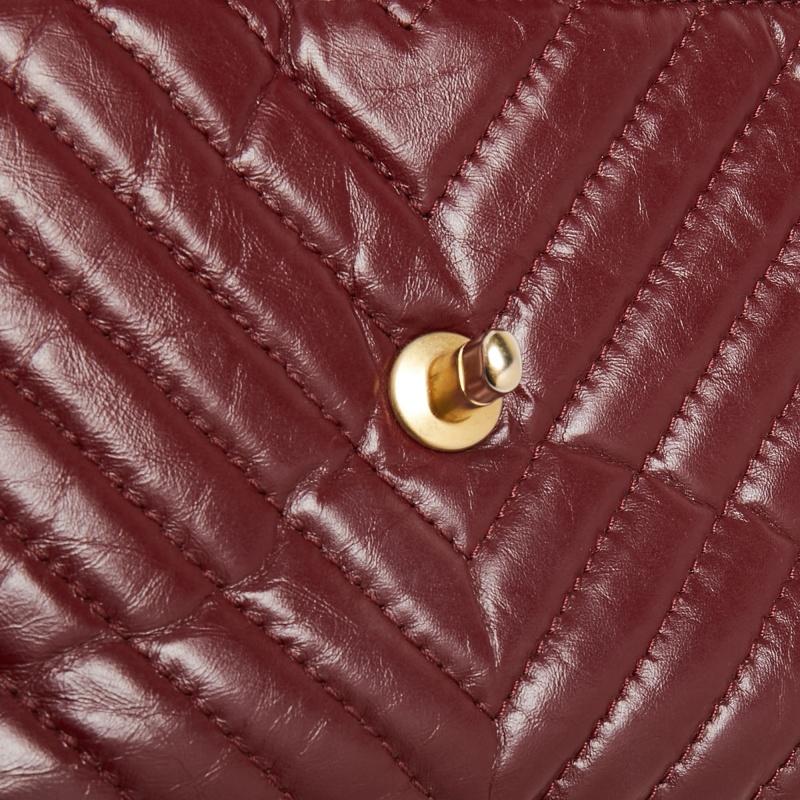 Chanel Red Chevron Leather Classic Top Handle Bag 1