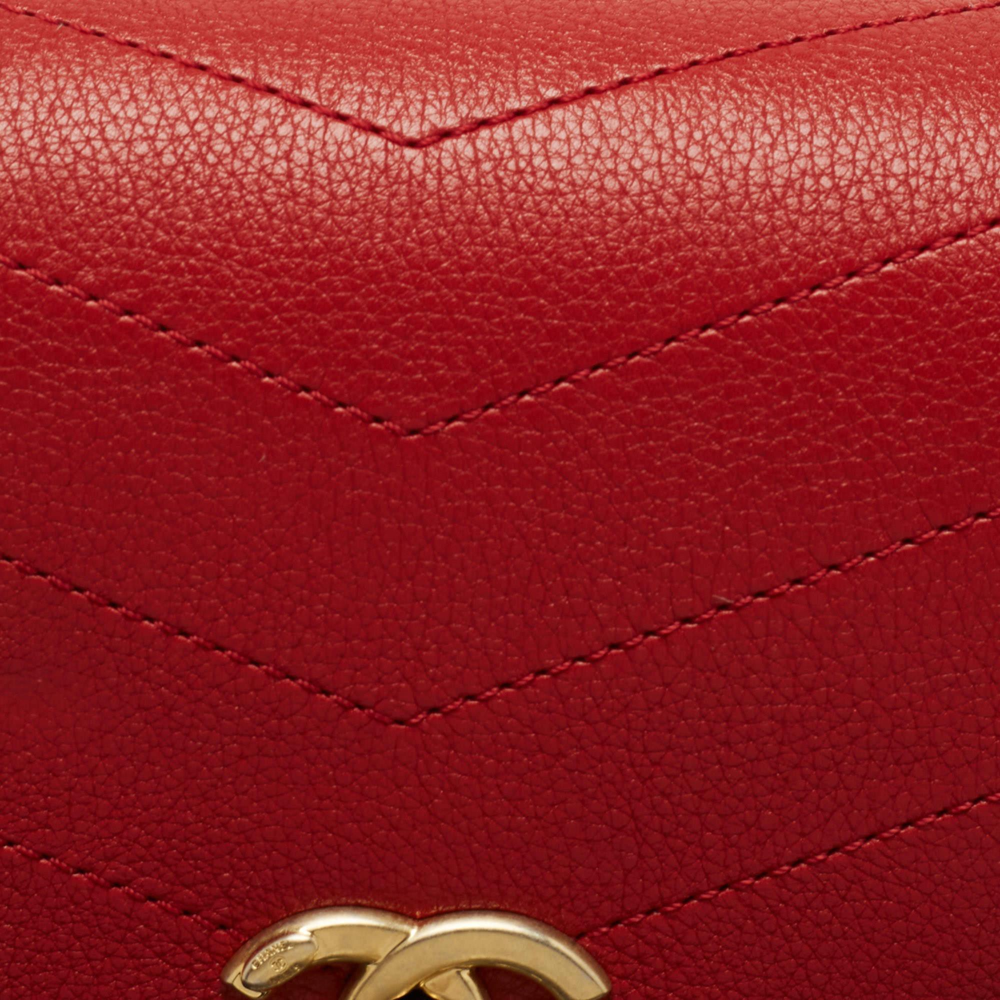 Chanel Red Chevron Leather Coco Waist Belt Bag 7