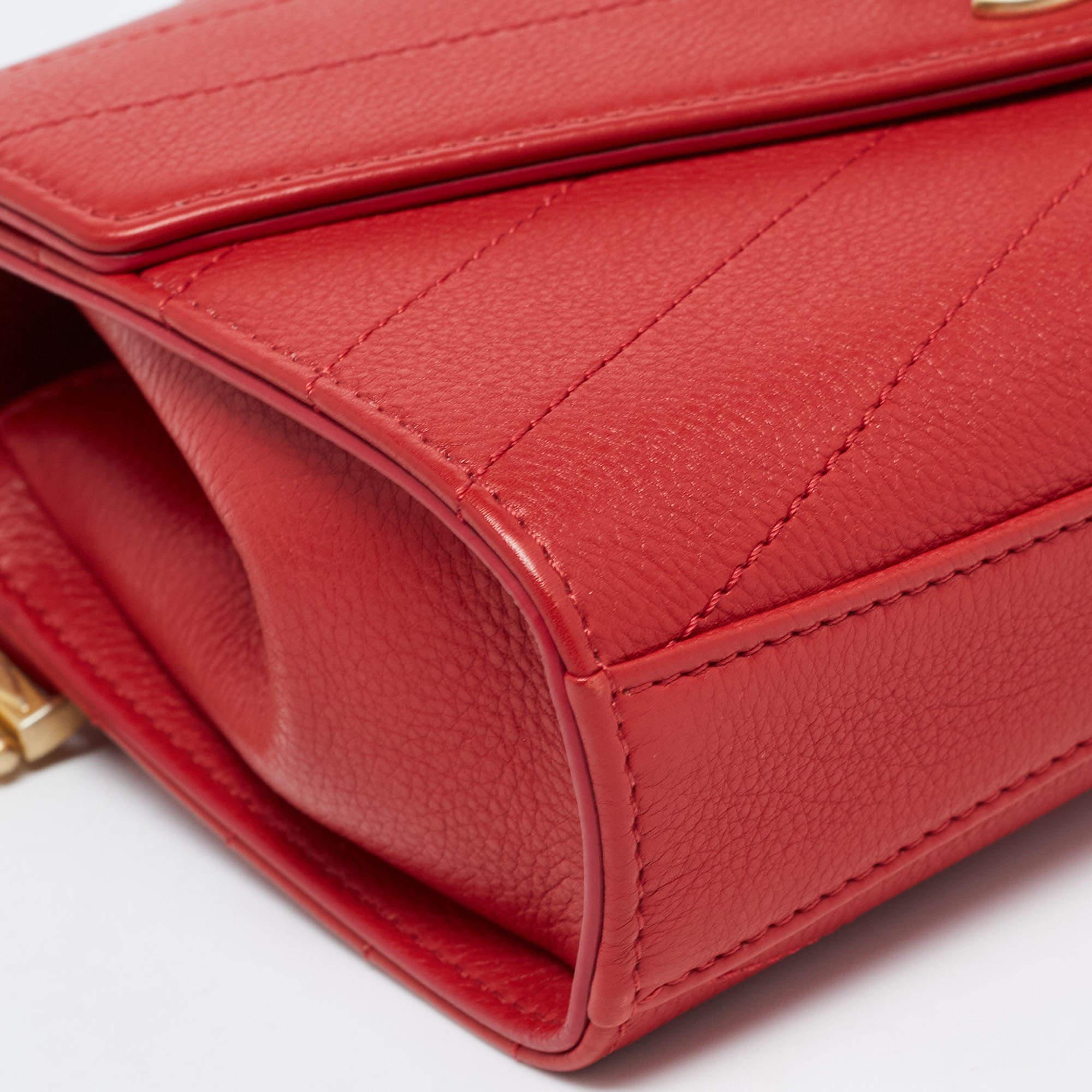 Chanel Red Chevron Leather Coco Waist Belt Bag 3