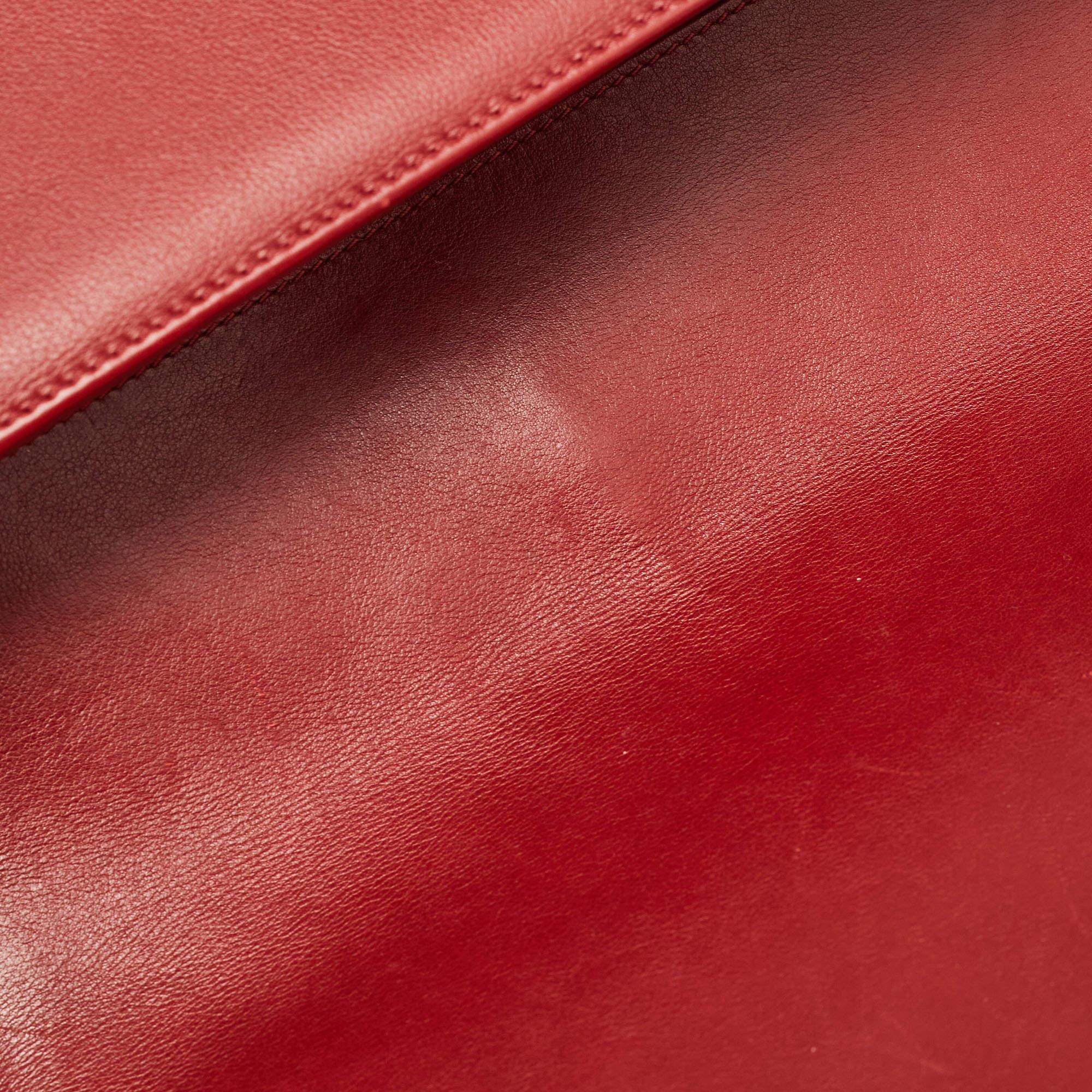 Chanel Red Chevron Leather Medium Boy Bag For Sale 13
