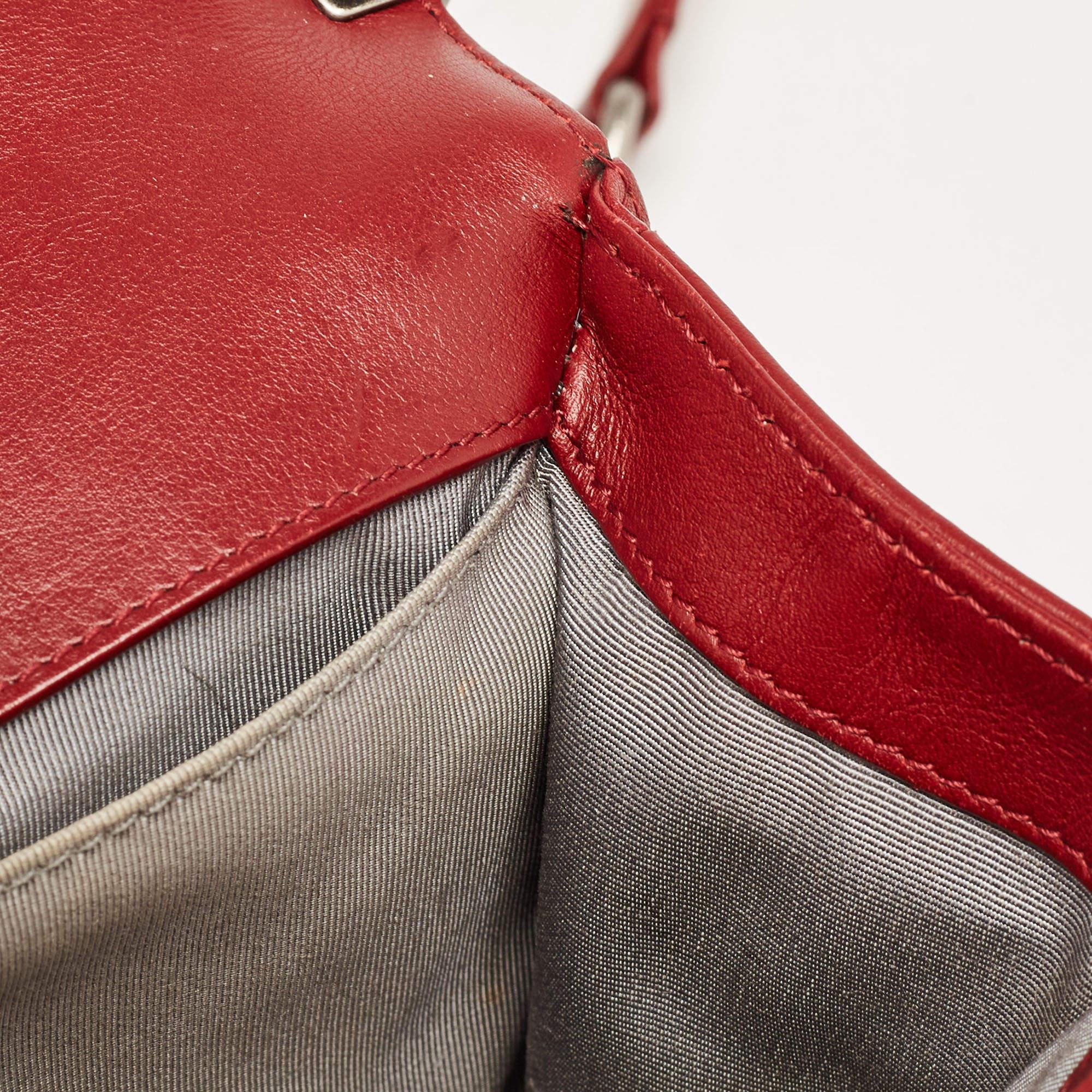 Chanel Red Chevron Leather Medium Boy Bag For Sale 14