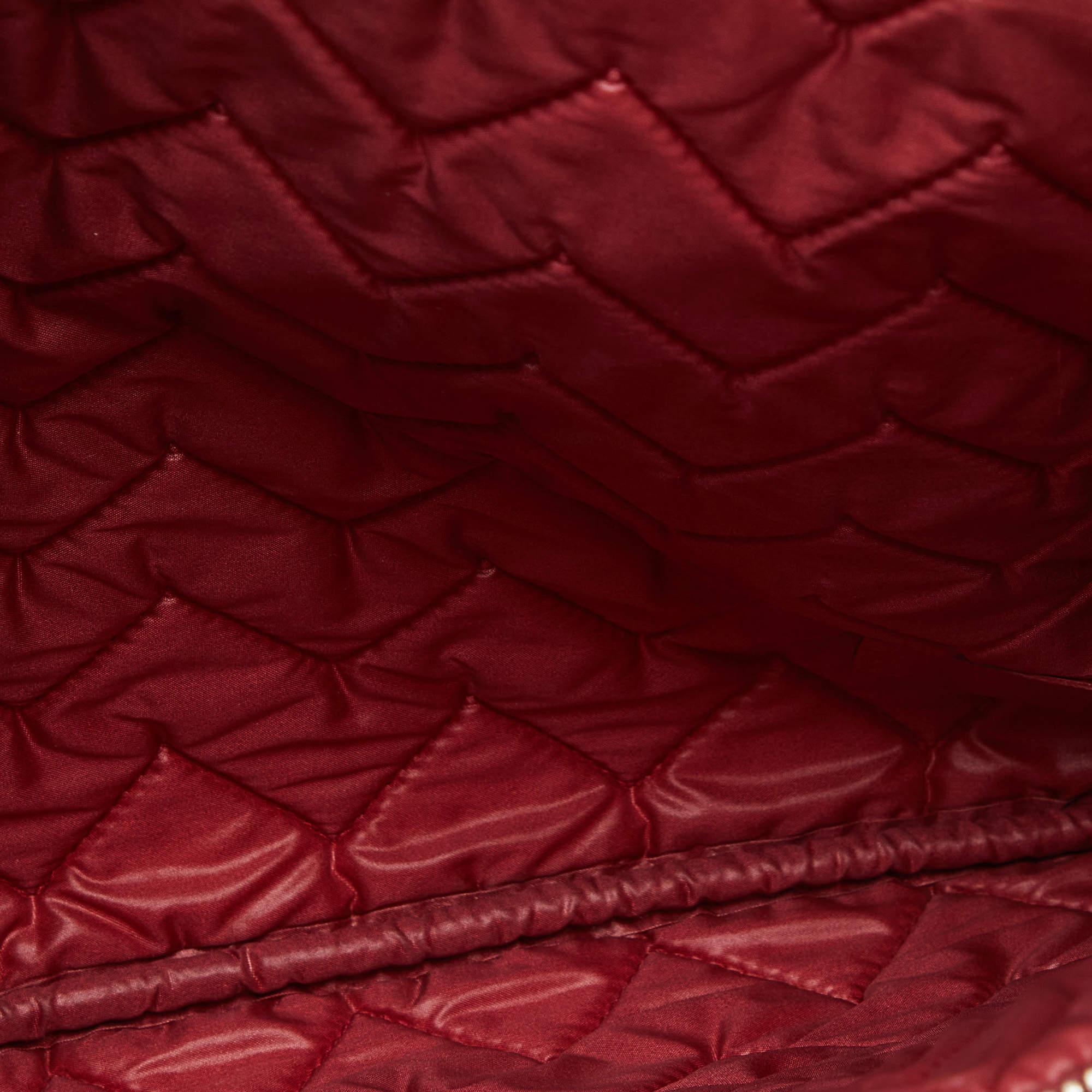 Chanel Red Chevron Quilted Caviar Leather Medium O'Case Pouch 5