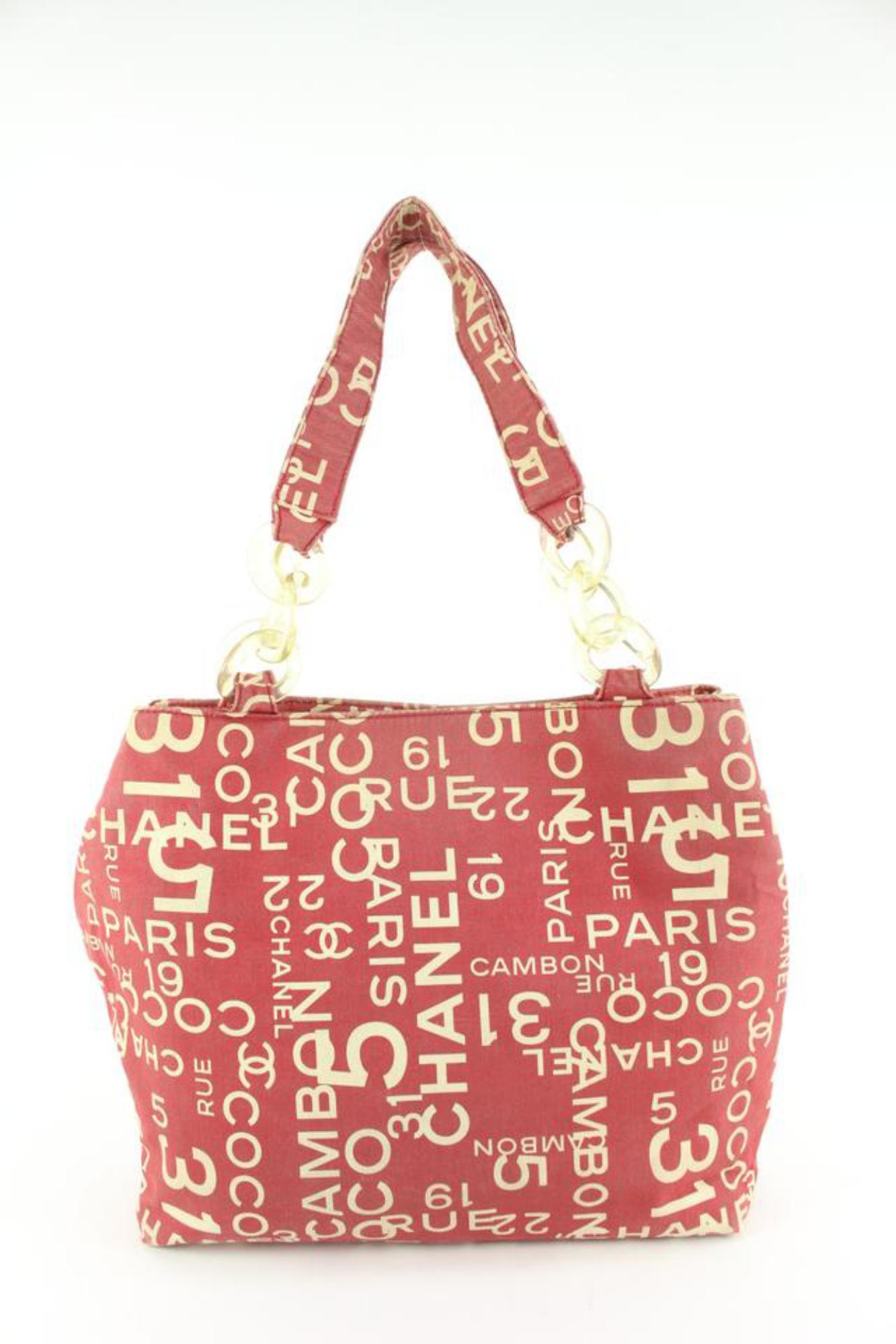 Chanel Red Coco Print Beach Tote Bag 86cz56s 1