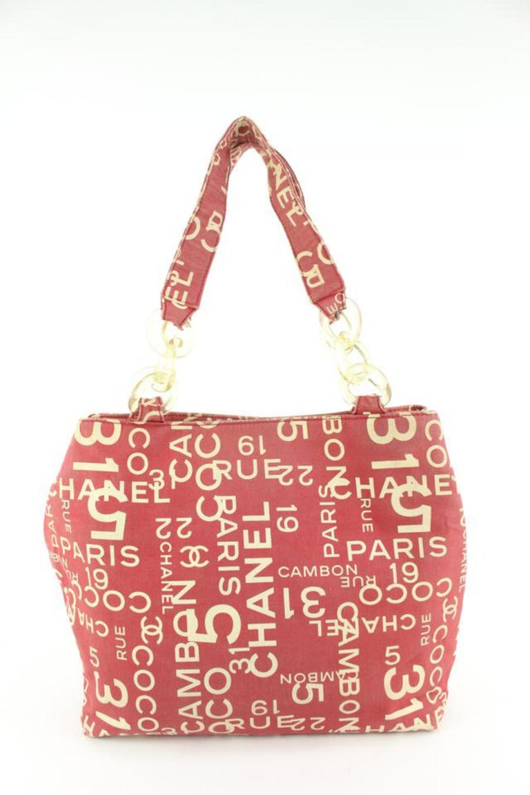 Chanel Red Coco Print Beach Tote Bag 86cz56s at 1stDibs
