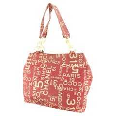 Chanel Red Coco Print Beach Tote Bag 86cz56s