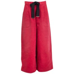 CHANEL red cotton BELTED CULOTTE Pants 38 S
