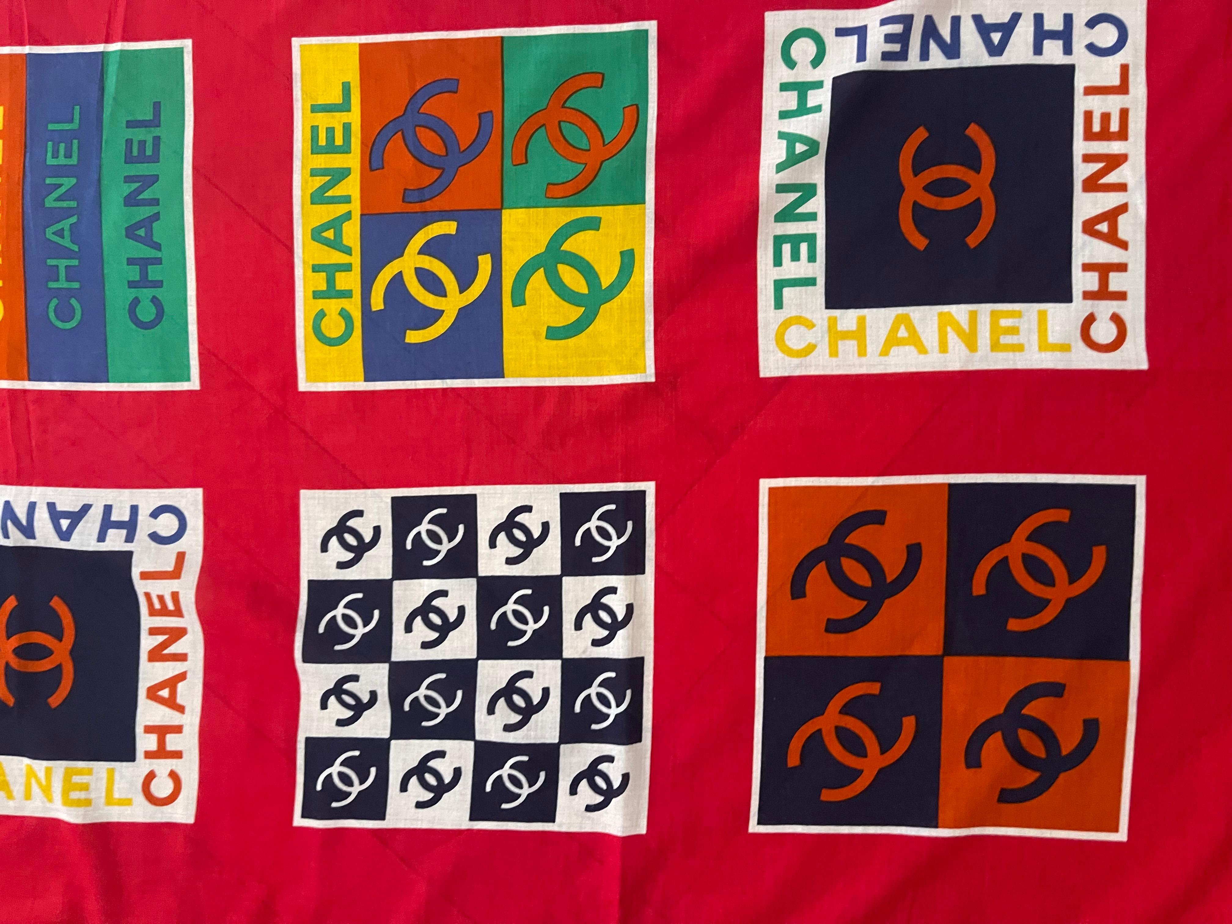 Women's or Men's Chanel Red Cotton Scarf / Shawl For Sale