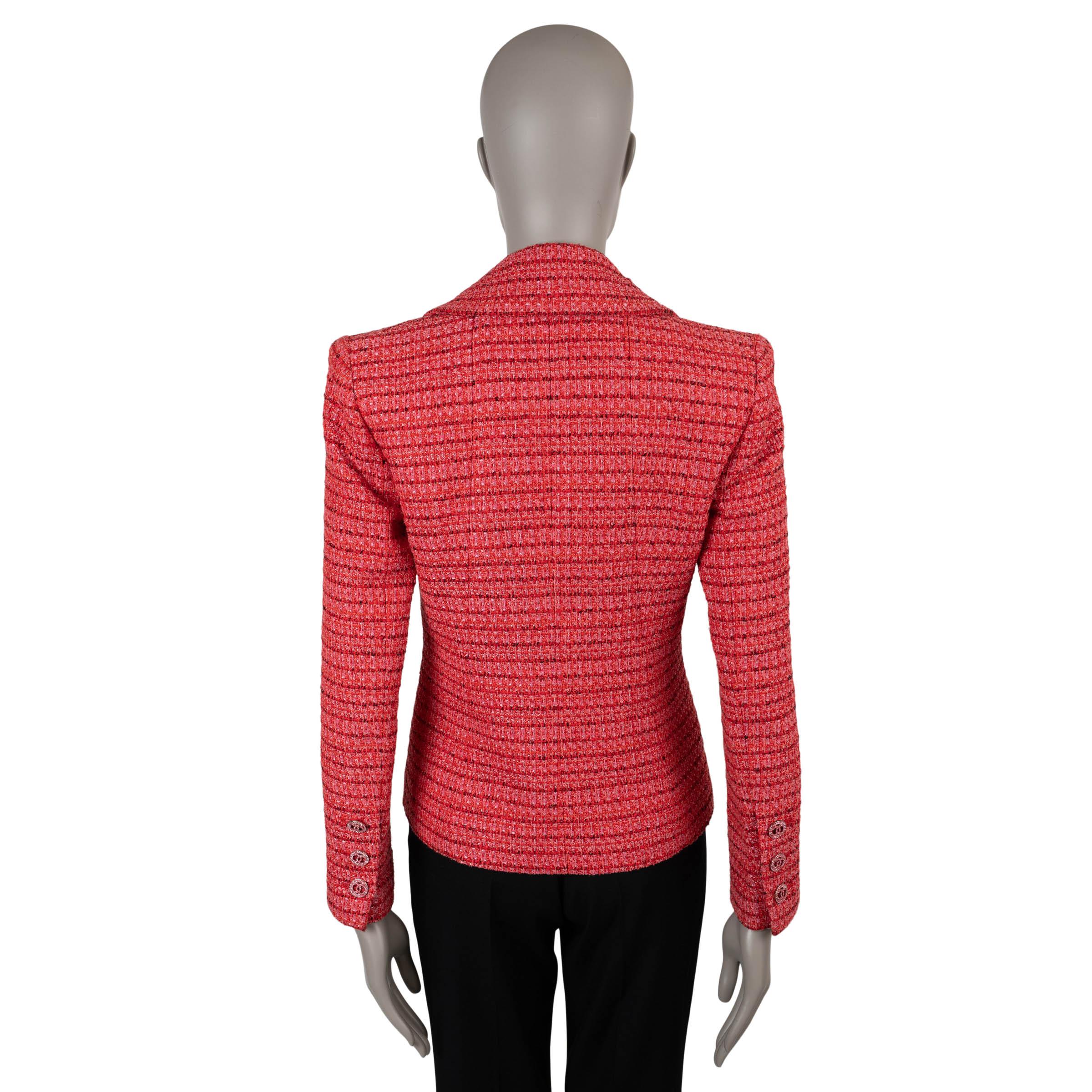 Rosa Chanel, giacca TWEED a righe 20P in cotone rosso crema nero 38 S in vendita