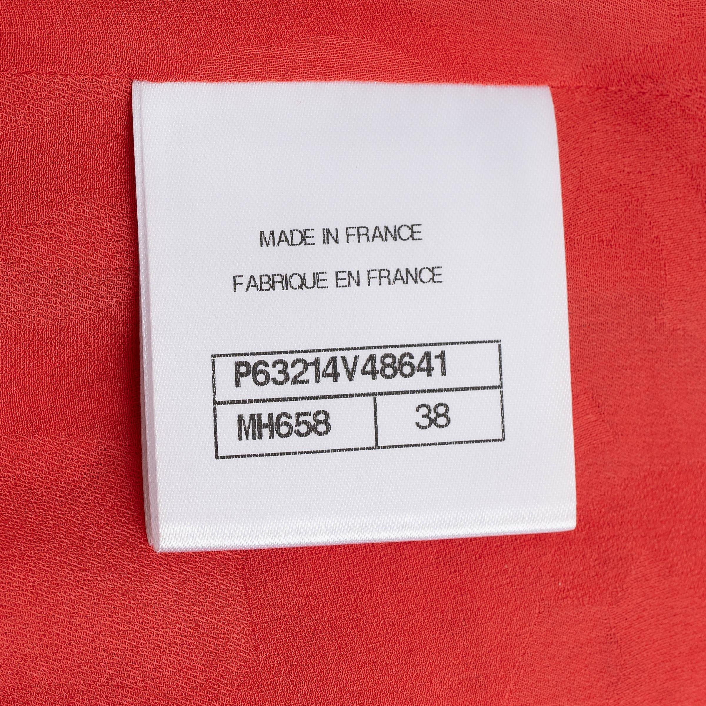 Chanel, giacca TWEED a righe 20P in cotone rosso crema nero 38 S in vendita 3