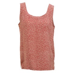 Chanel Red & Cream Printed Silk Top