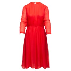 Chanel Red Creations Silk Midi Dress