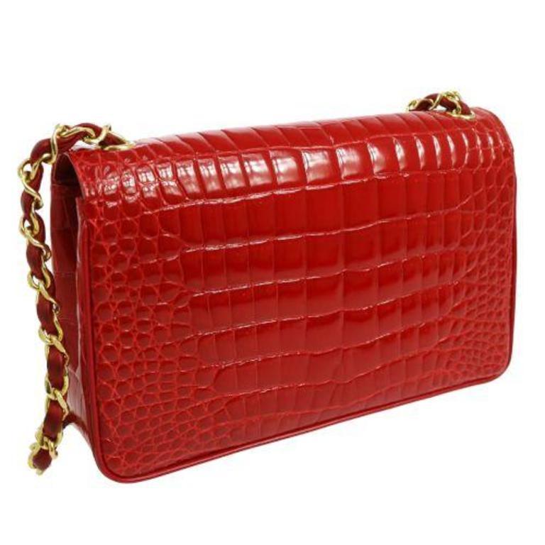 authintic chanel red crocodile