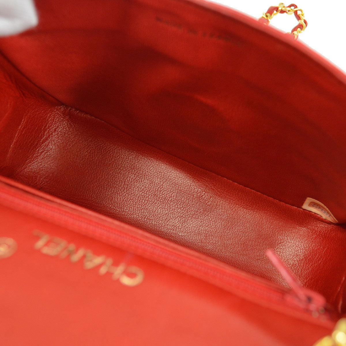 CHANEL Red Crocodile Exotic Leather Gold Small Mini Evening Shoulder Flap Bag 2