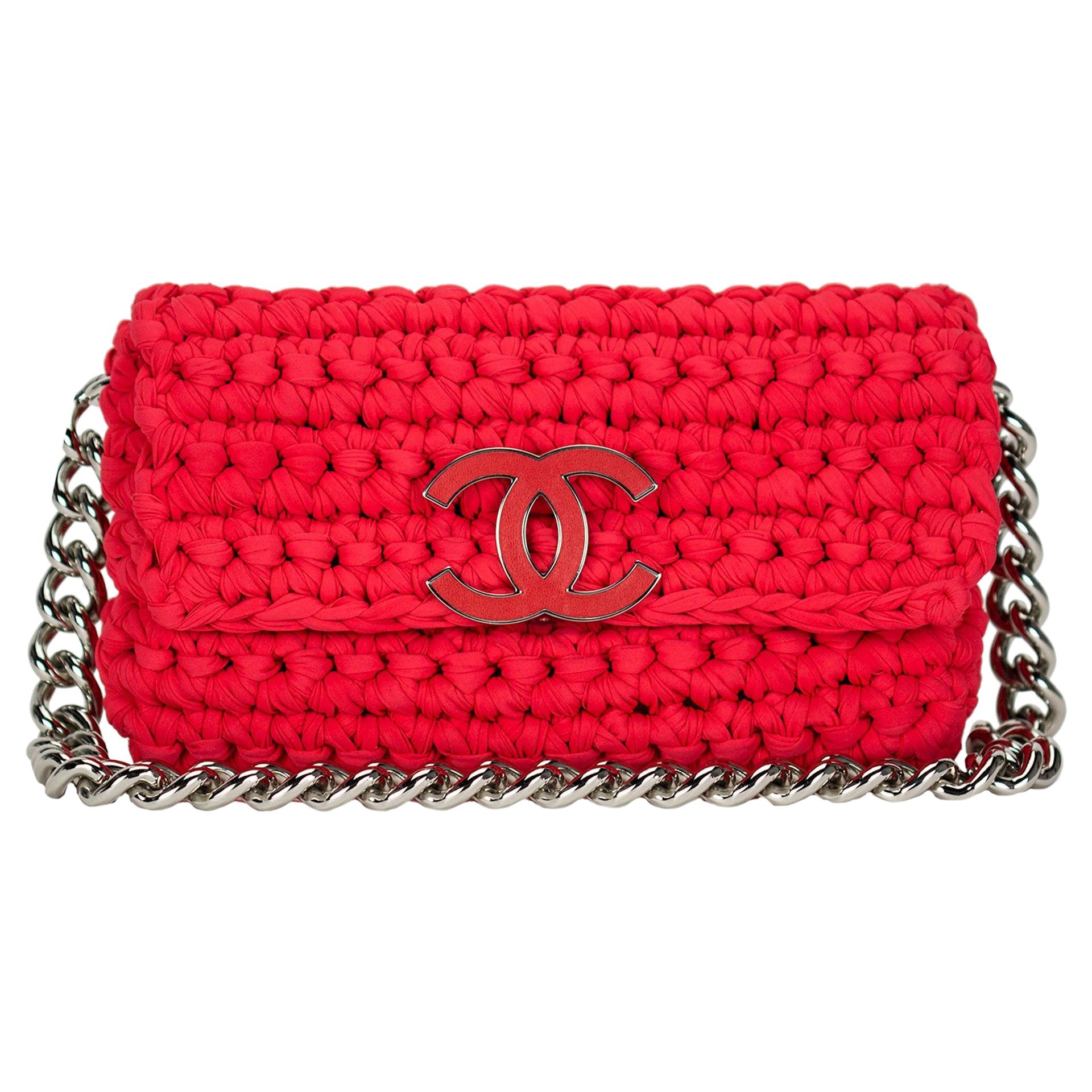 Chanel Red Cruise Crochet Logo Flap Bag For Sale at 1stDibs | crochet chanel bag, chanel crochet bag, chanel knitted bag Chanel Red Cruise Crochet Logo Flap Bag For Sale at 1stDibs | crochet chanel bag, chanel crochet bag, chanel knitted bag
