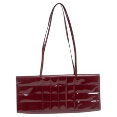 Chanel Red Cube Quilted Patent Leather Retro Flap Baguette Bag