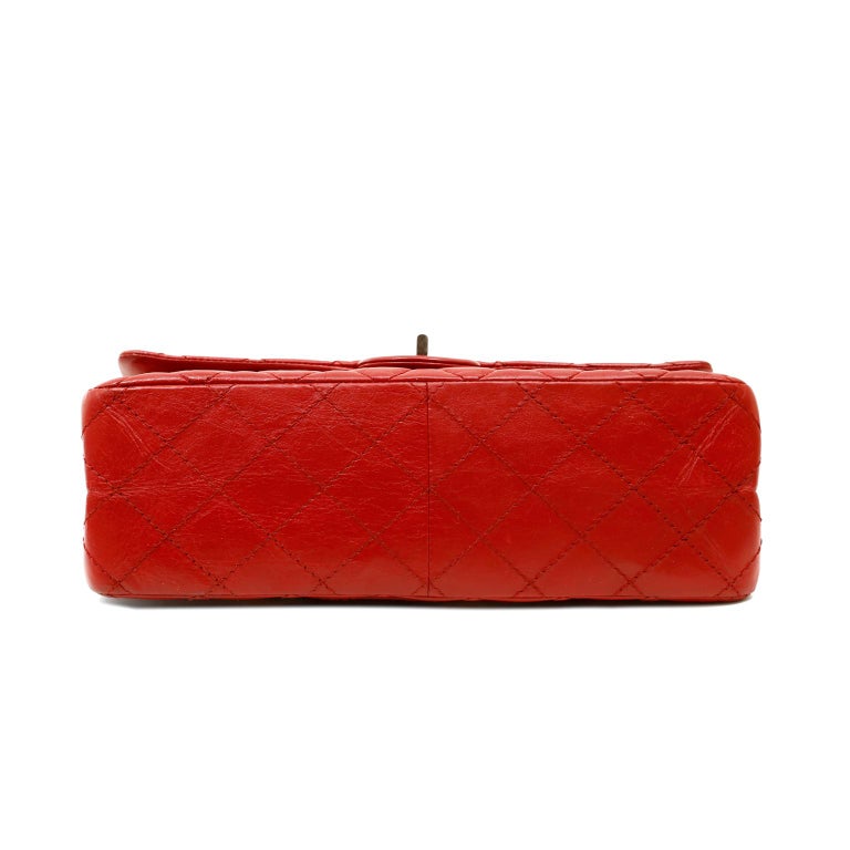 Women's  Chanel Red Distressed Lambskin 2.55 Reissue Flap Bag  For Sale
