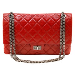  Chanel Red Distressed Lambskin 2.55 Reissue Flap Bag 