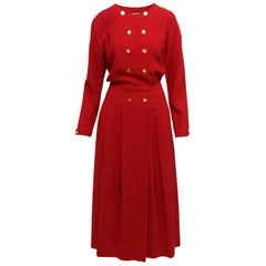 Chanel Red Double-Breasted Dress