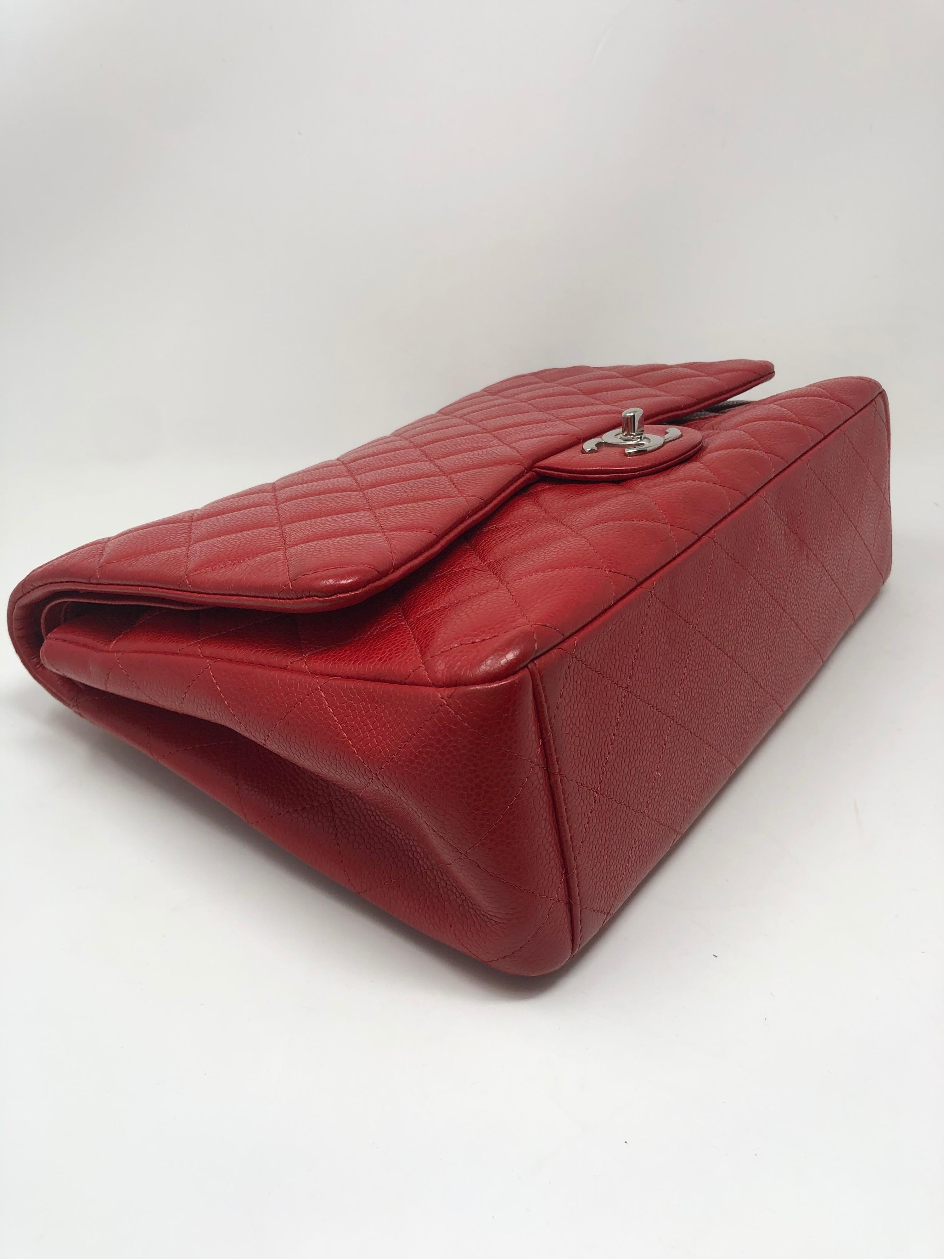 Chanel Rote Maxi SHW Tasche mit doppelter Klappe 1