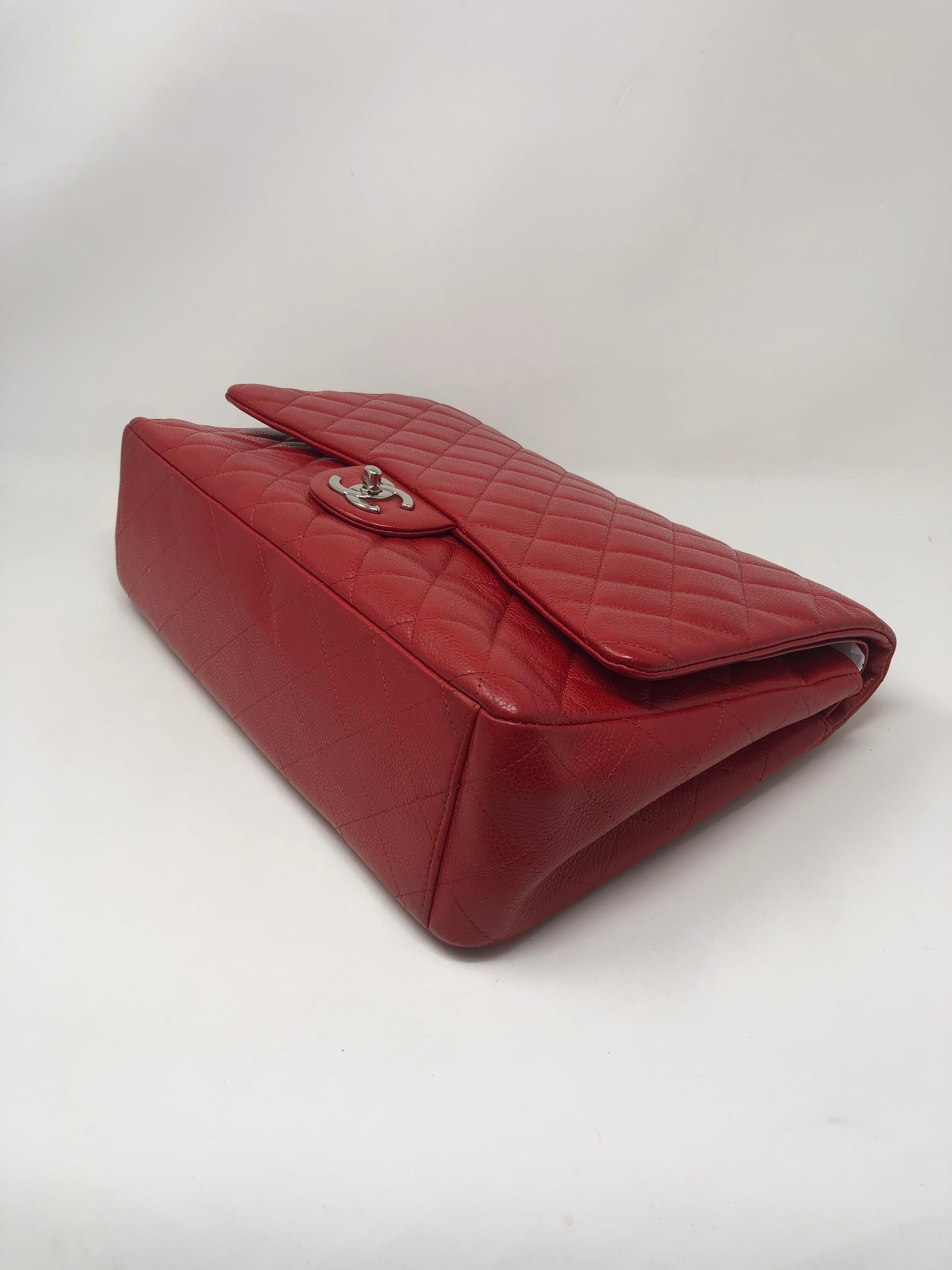 Chanel Rote Maxi SHW Tasche mit doppelter Klappe 2