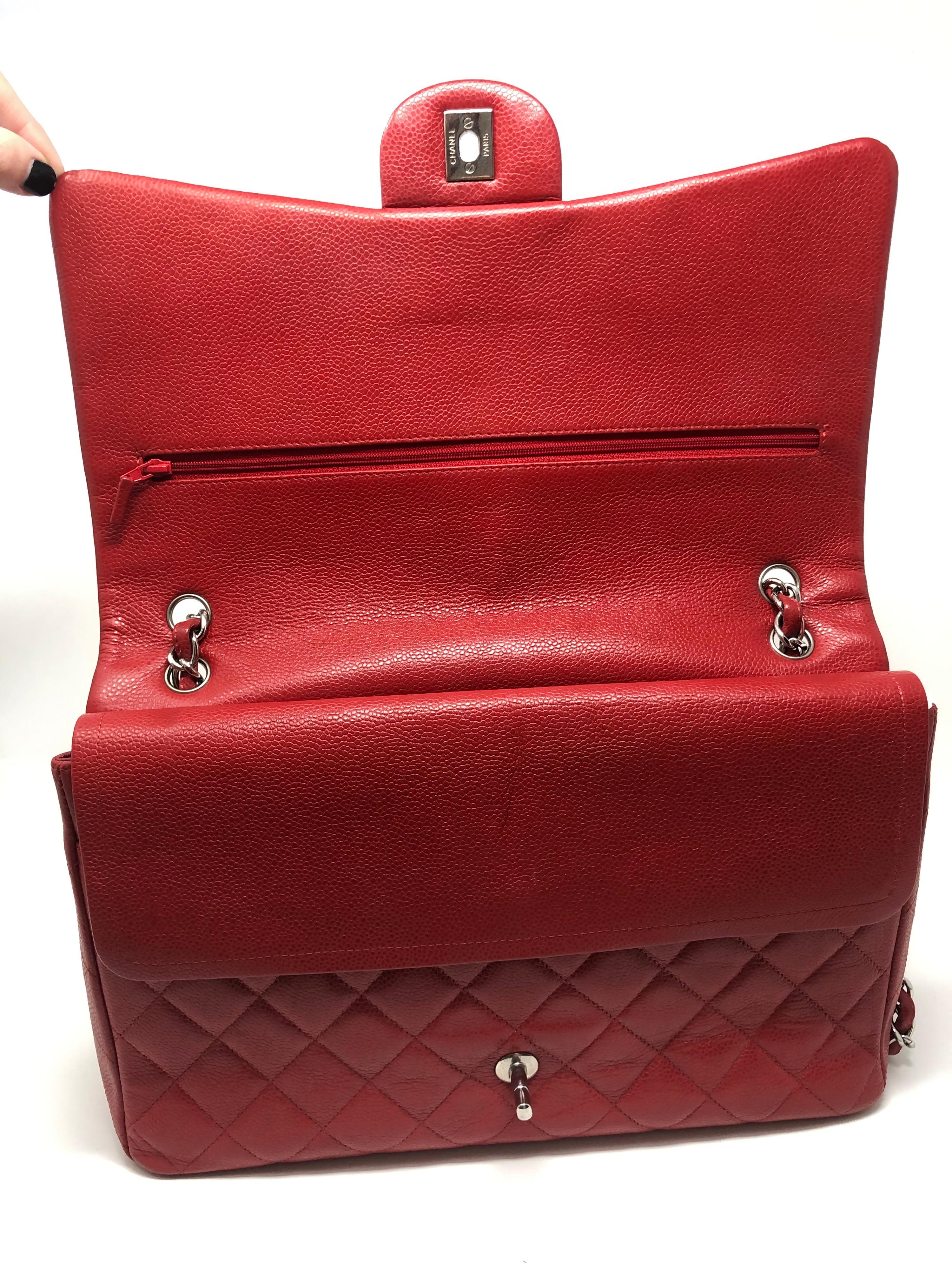 Chanel Rote Maxi SHW Tasche mit doppelter Klappe 5