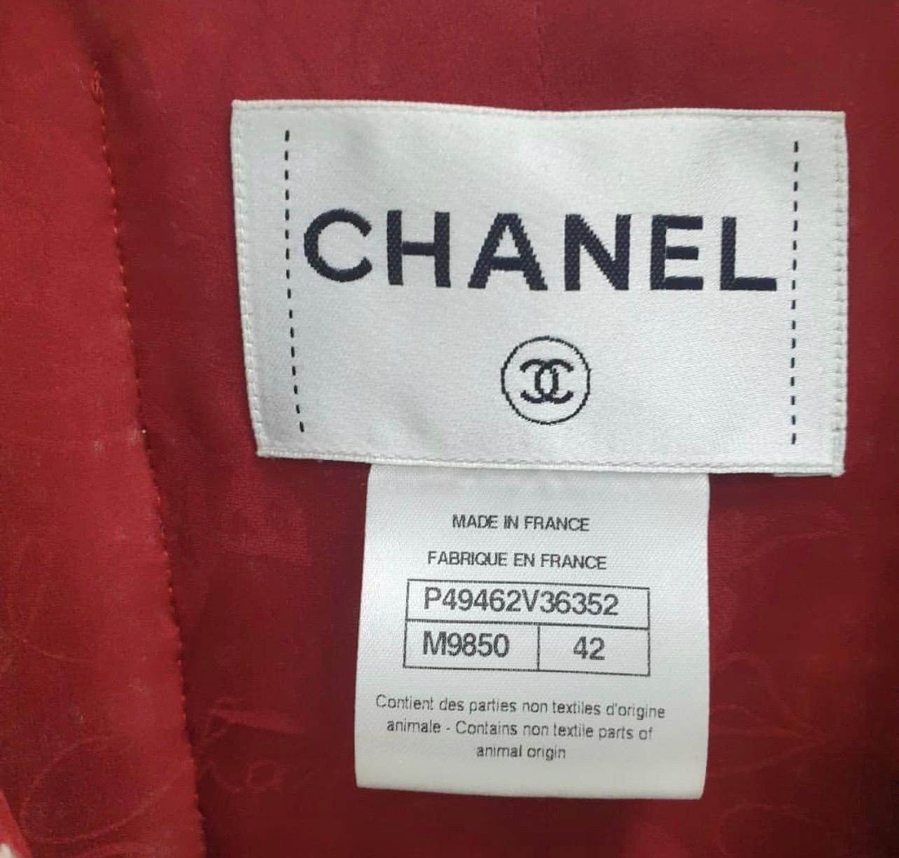 Gray Chanel Red Ecru Wool Blend Tweed Paris-Dallas Jacket